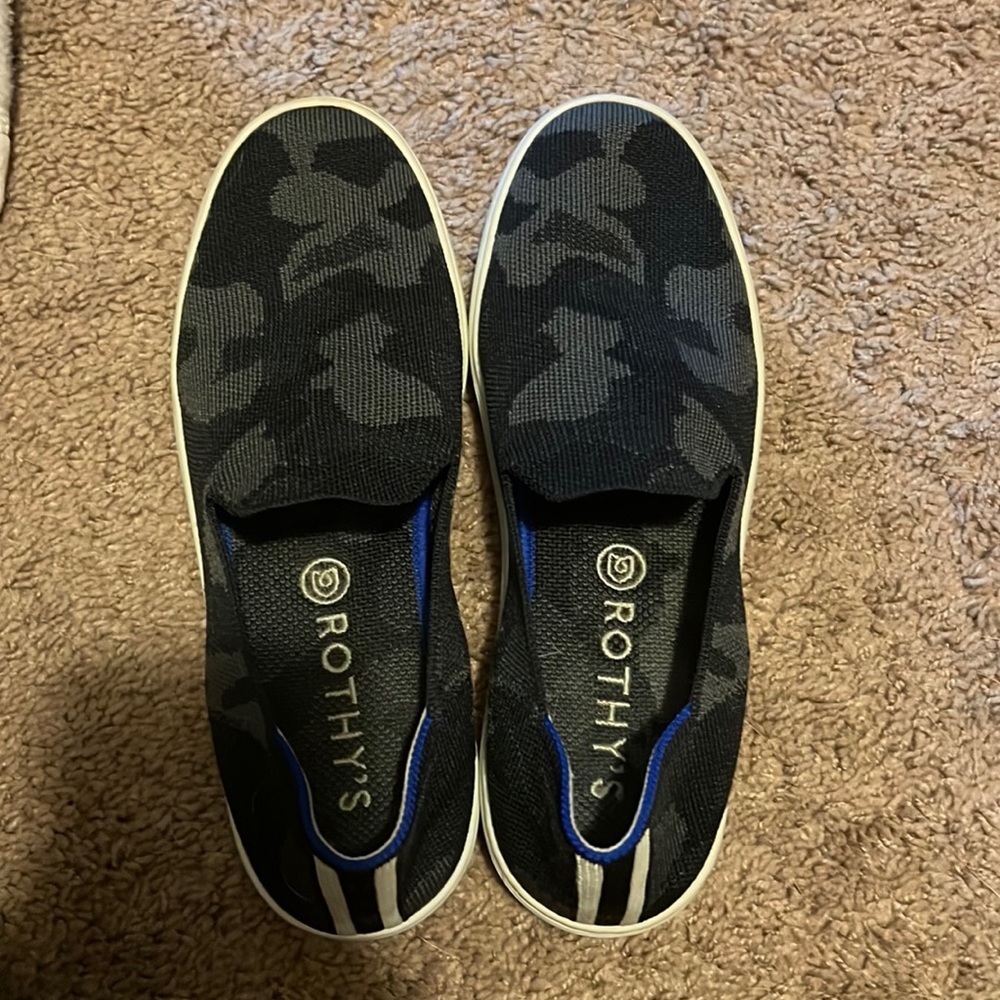 Rothy's Black and Grey Camouflage Sneakers